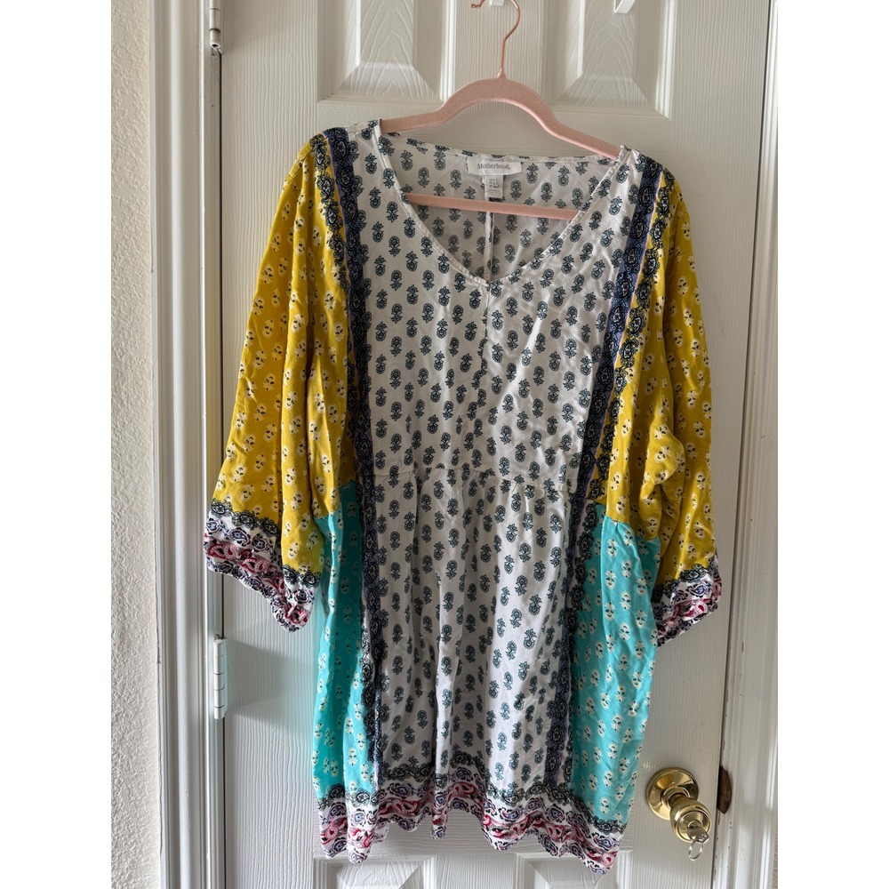 Motherhood 2X Boho Floral Peasant Tunic Dress Empire Waist Plus Size